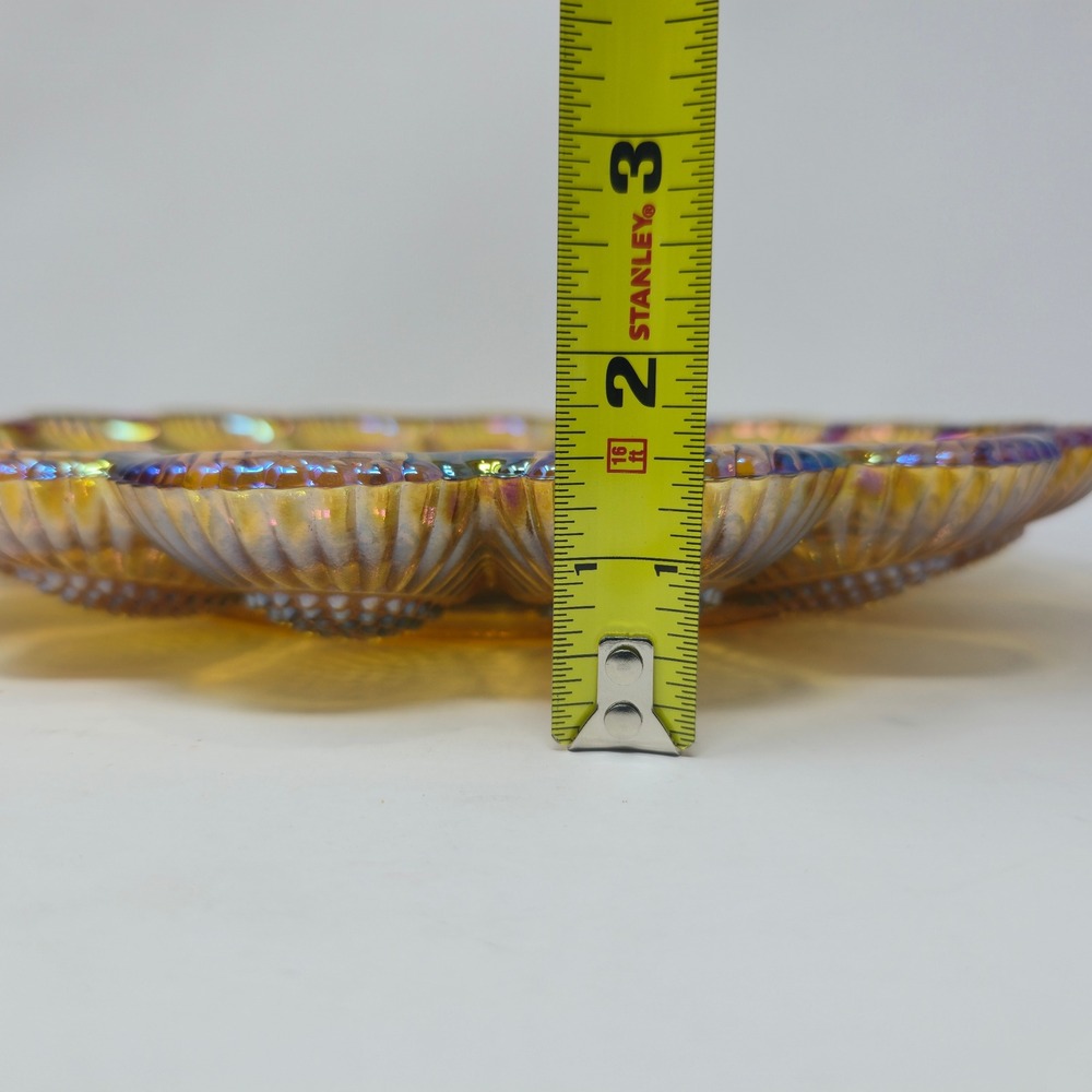 Indiana Glass Gold Carnival Hobnail Egg Plate Relish Tray 1213 Amber Rainbow - Picture 12 of 12